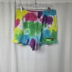 Forever 21 Shorts Womens Large Multicolor Tie Dye Pepsi Logo Fleece Casual
